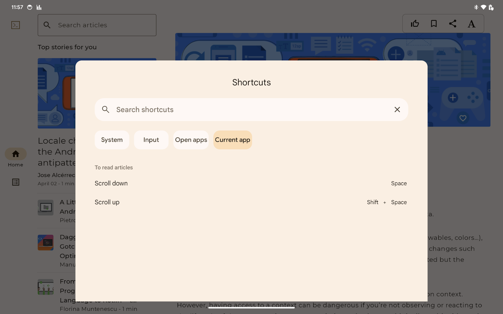 Keyboard Shortcut Helper shows the keyboard shortcuts added in the previous section.