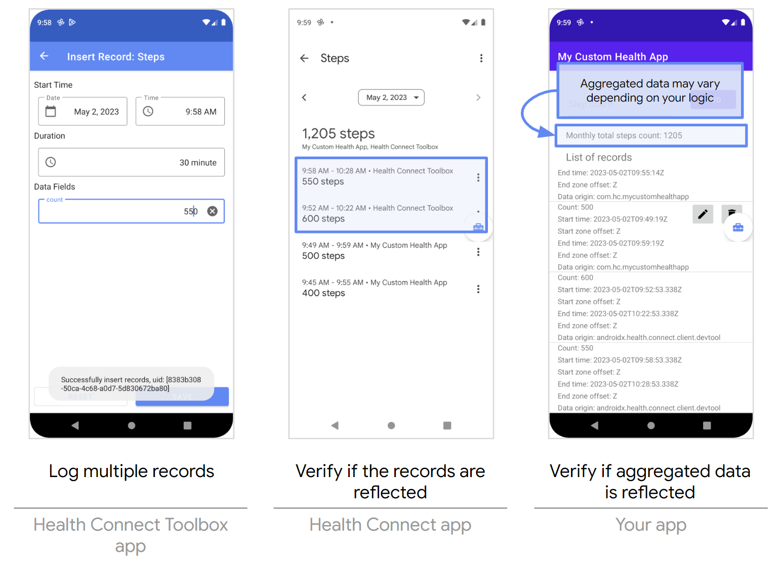 Read aggregated data from your app