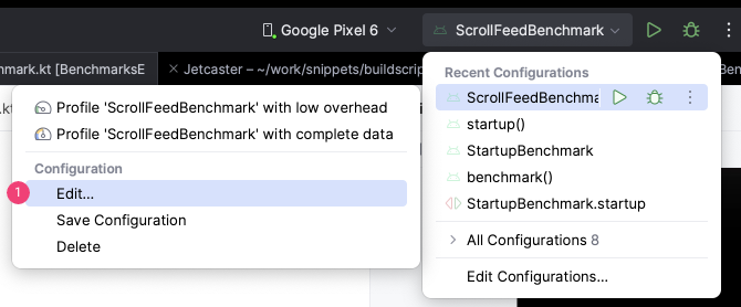 edit run configuration